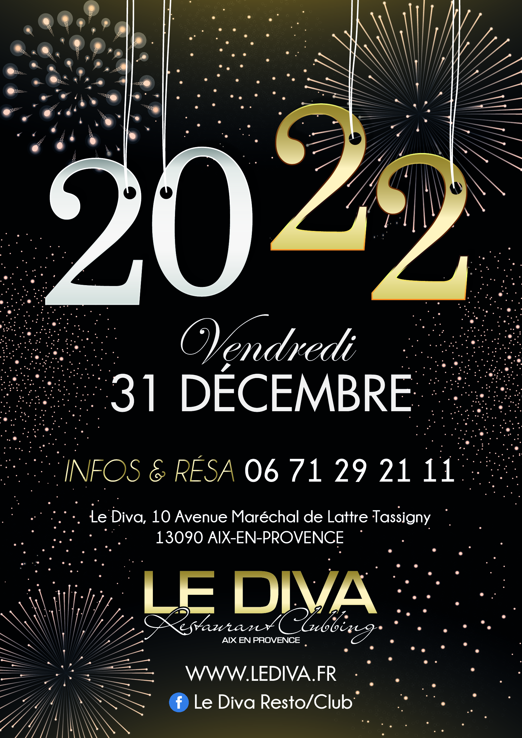 Venez fêter le début de l'année 2022 au Diva Resto-Club à Aix en Provence !